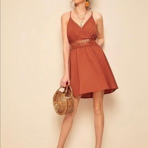 Lace Detail Tassel Tie Cami Dress